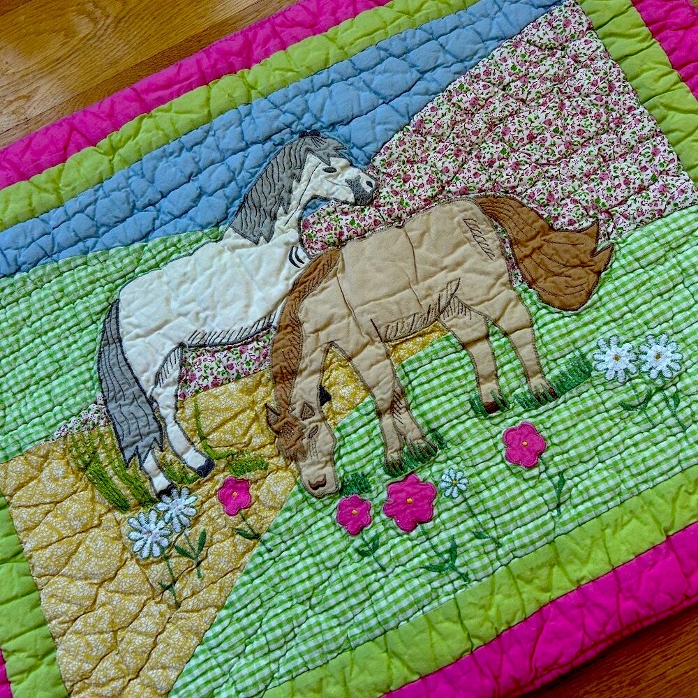 “Ponies in the Pasture” Twin-size Quilt and 2 Pillow Shams by The Company Store - Picture 8 of 14